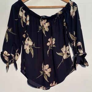 Eclipse Navy Floral Off-Shoulder Blouse